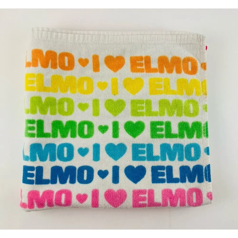 Sesame Street Love ELMO Bath Body Towel Busch Gardens Rainbow Hearts Face Large
